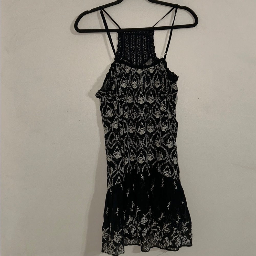 By Anthropologie women’s semi Sheer Embroidered Mini Dress XS - Picture 3 of 10